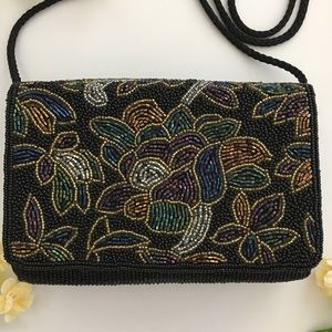 Talbots Structured Beaded Floral Multi color Bag